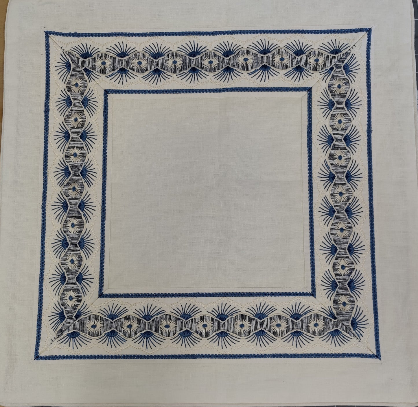 Luna Blue on Cream Linen